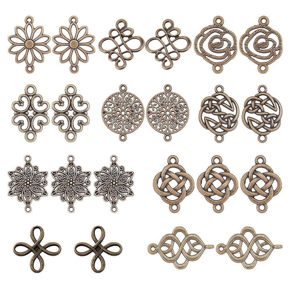 7706 1 Box 60Pcs Celtic Knot Connector for Jewellery Making Antique Bronze